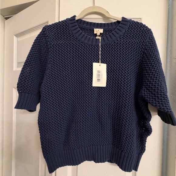 Marea SARA SHORT SLEEVE SWEATER - NAVY - Picture 4 of 6